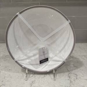 Set 4 GRAY / TAUPE RIM 9x2” PASTA BOWLS Melamine NEW Farmhouse Rachel Ashwell